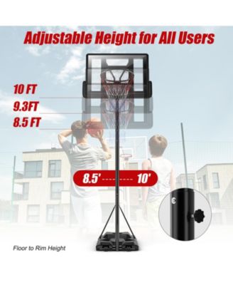 Height Adjustable Portable Shatterproof Backboard Basketball Hoop with 2 Nets