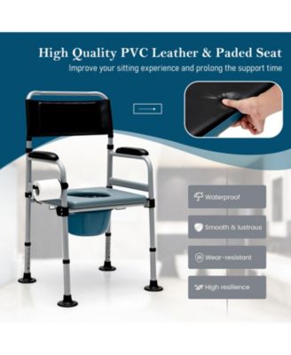 4-in-1 Folding Bedside Commode Chair with Detachable Bucket and Towel Holder