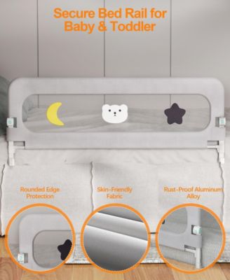 69-inch Adjustable Height Baby Bed Rail for Toddlers Foldable Safety Guard with Mesh Panel Fits Crib Twin Full Queen King Beds