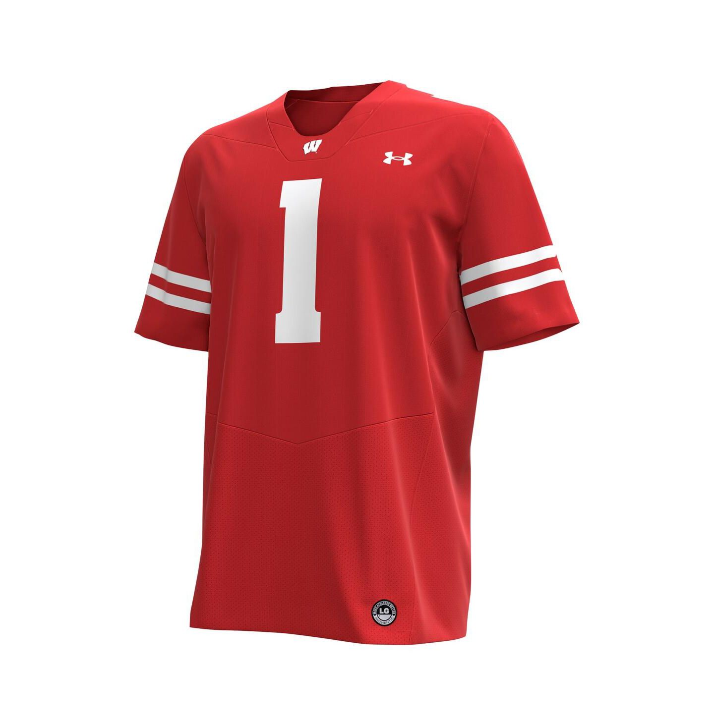 Мужской топ Under Armour 1 Wisconsin Badgers Replica Football Jersey, цвет: Красный — фото 2