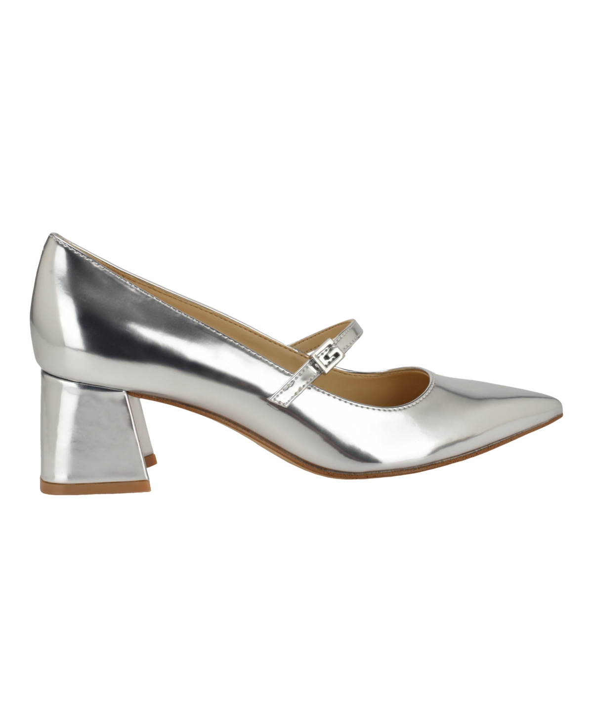 Guess Women's Zands Pointed Toe Mid-Block Heel Patent Mary Janes Pumps