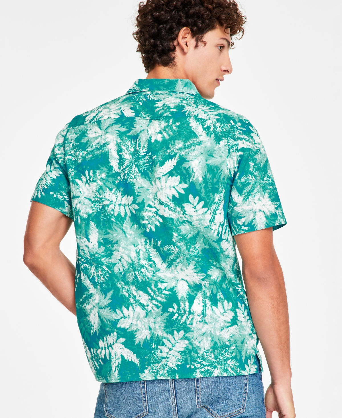 Sun + Stone Men's Tag Regular-Fit Botanical-Print Button-Down Camp Shirt, Created for Macy's