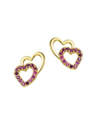 14k Gold Plated Colored Cubic Zirconia Stud Earrings