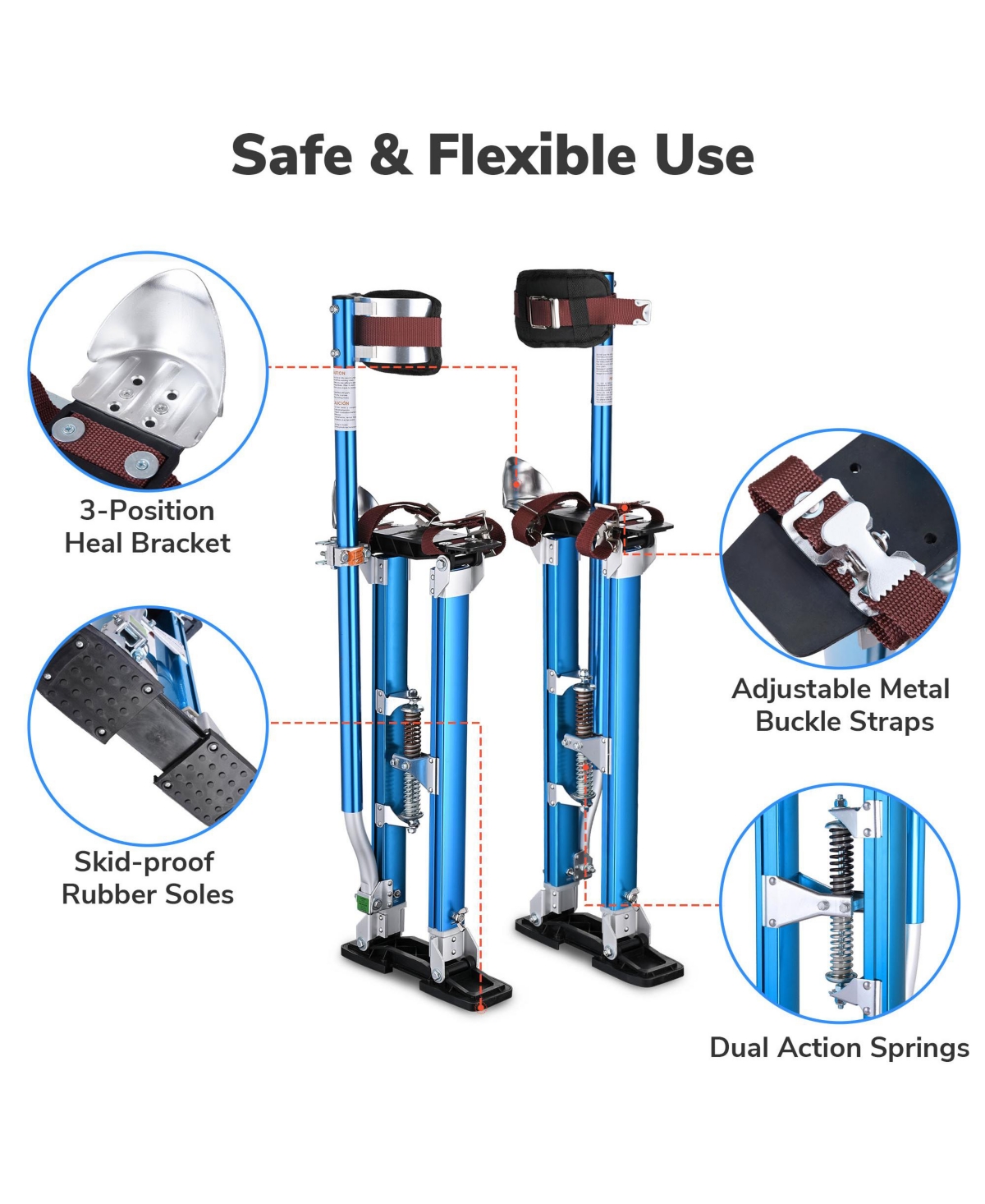 Yescom Drywall Stilts w/ 1 Pair Stilt Pad Replacement 24