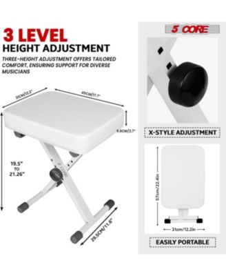 Keyboard Stand Adjustable z Style Piano Riser + Keyboard Piano Bench - WHITE