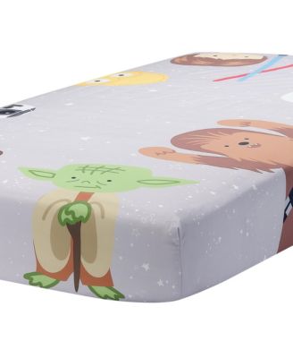 Star Wars Galaxy Cotton Fitted Crib Sheet - Yoda/Darth Vader/R2D2