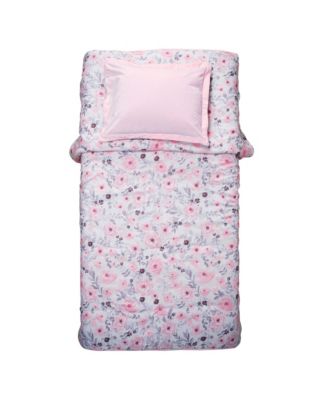 Blossom Watercolor Floral Twin Size Quilt and Pillow Sham Set