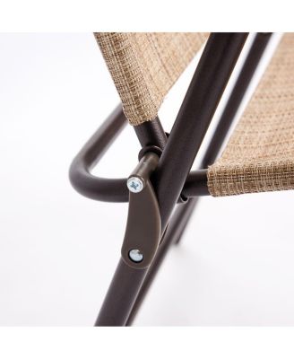 Set of 2 Patio Folding Sling Back Chairs Camping Deck Garden Beach