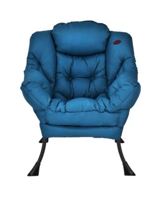 Modern Polyester Fabric Lazy Chair Single Sofa Chair w/Side Pocket