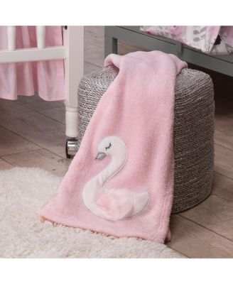 Blossom Pink/White Swan Coral Fleece Baby Blanket