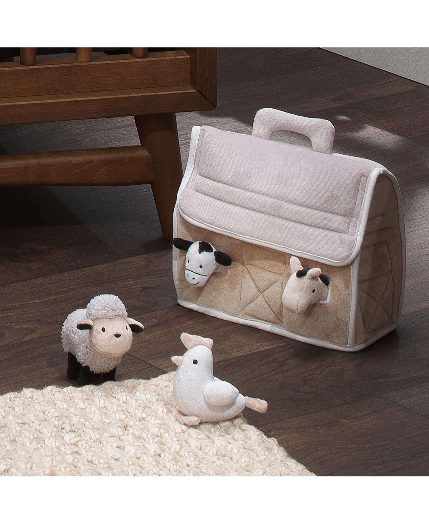 Детские мягкие игрушки Lambs & Ivy Farm Animals Plush Barn, 5-Piece Set, цвет: Серо-коричневый — фото 5
