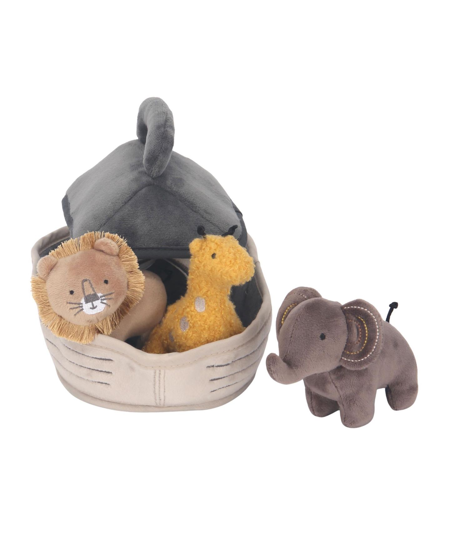 Детская мягкая игрушка Lambs & Ivy Baby Noah Interactive Plush Boat/Ark with Stuffed Animal Toys, цвет: Серо-коричневый — фото 6