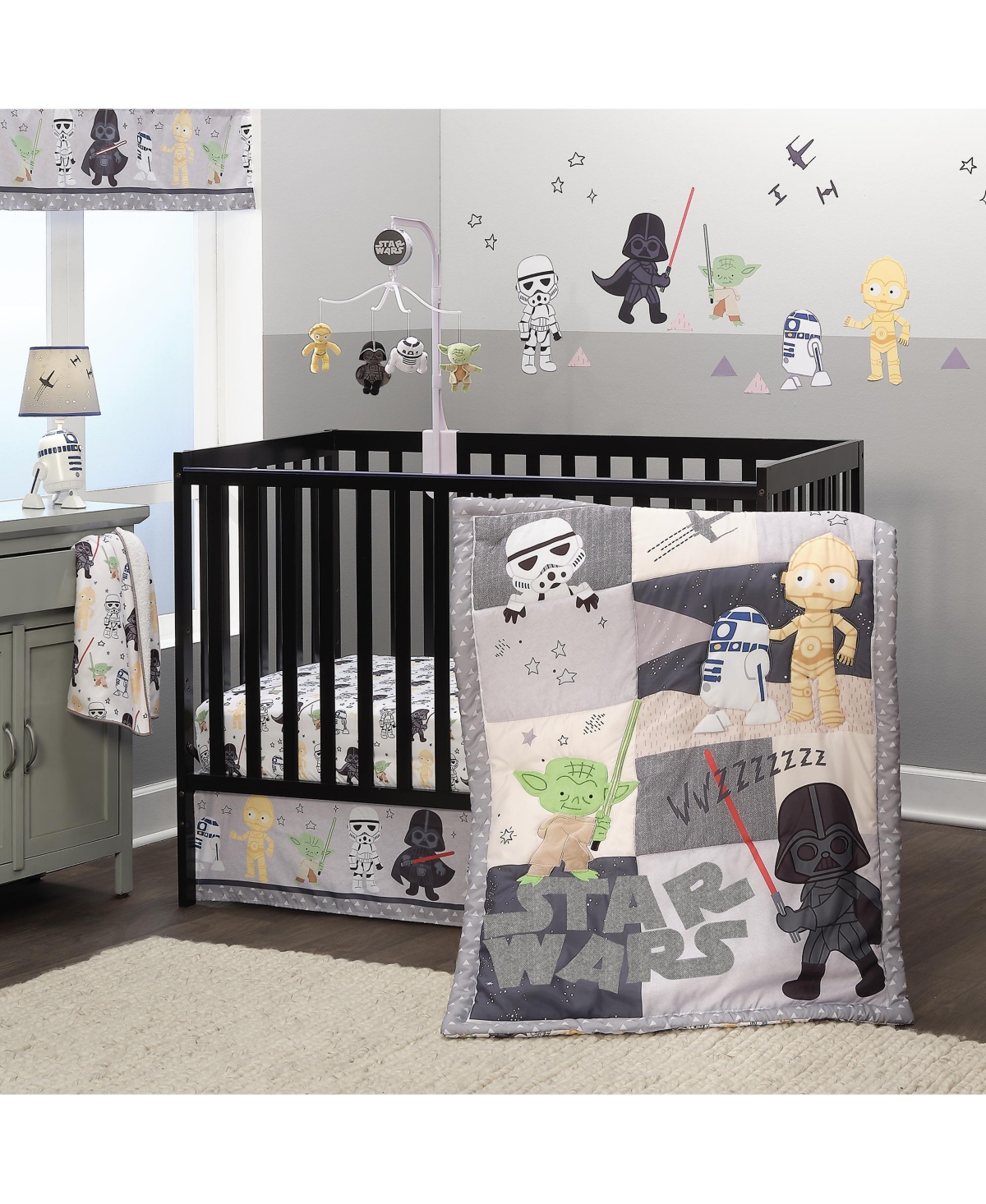 Lambs & Ivy Star Wars Classic Fleece Baby Blanket - Yoda/Darth Vader/R2-D2/C-3PO