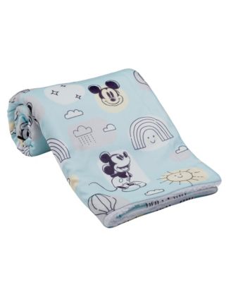 Disney Baby Classic Mickey Mouse Blue/White Soft Fleece Baby Blanket
