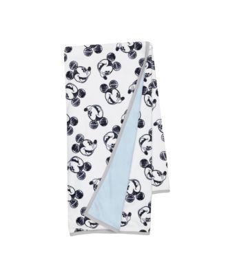 Disney Baby MICKEY MOUSE Baby Blanket - Blue/White Minky/Jersey