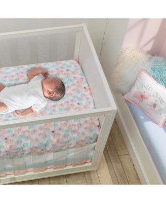 Watercolor Pastel Pink/Mint Rainbow 5-Piece Baby Crib Bedding Set