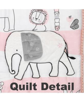 Happy Jungle Pink/White Safari Nursery 5-Piece Crib Bedding Set