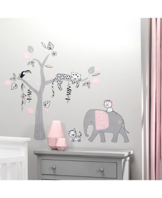 Happy Jungle Pink/White Safari Nursery 5-Piece Crib Bedding Set