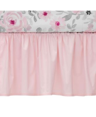 Blossom Pink Watercolor Floral 3-Piece Baby Crib Bedding Set