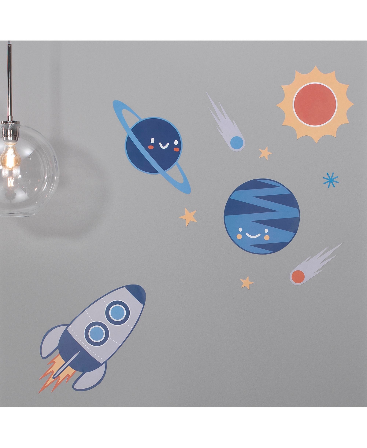 Lambs & Ivy Milky WayGray Space Galaxy 4-Piece Nursery Baby Bedding Set - Blue