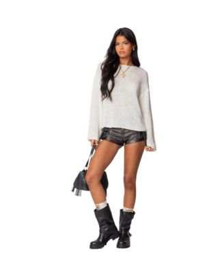 Womens Drop Shoulder Light Knit Sweater