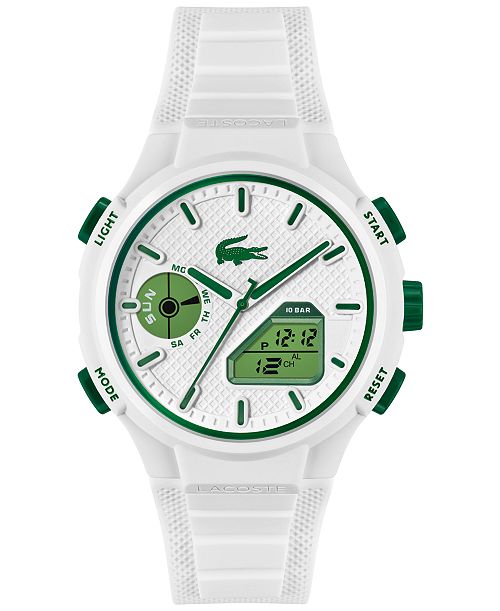alfani Lacoste Men's LC33 White Silicone Strap Watch 45mm Jewelry & Watches