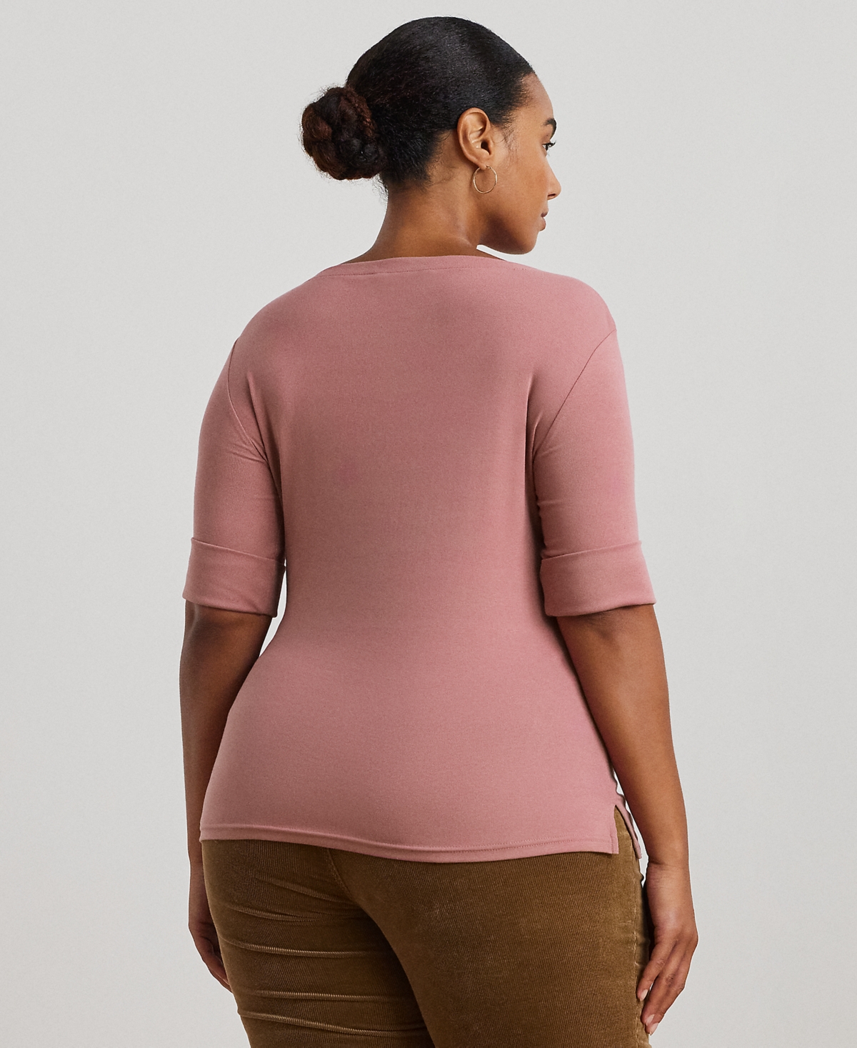 Lauren Ralph Lauren Plus Size Stretch Cotton Boatneck Top