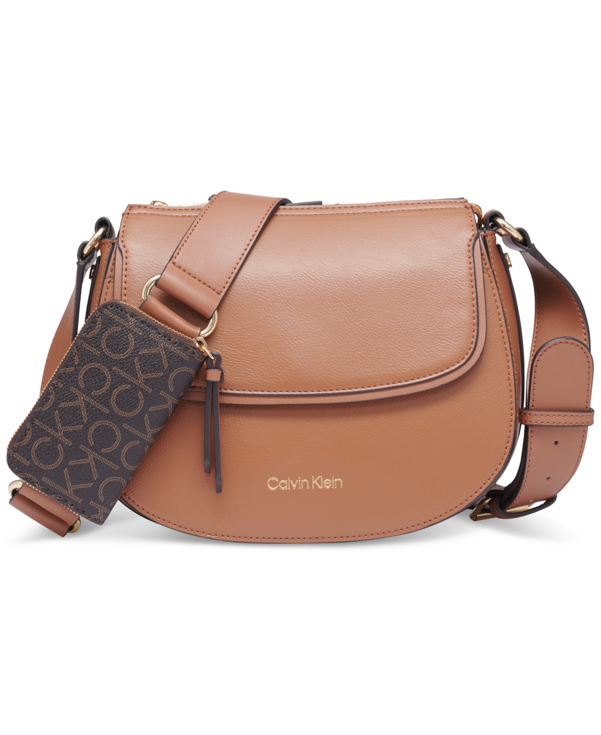 CALVIN KLEIN BELLA ADJUSTABLE CROSSBODY WITH SIGNATURE ZIPPERED POUCH 