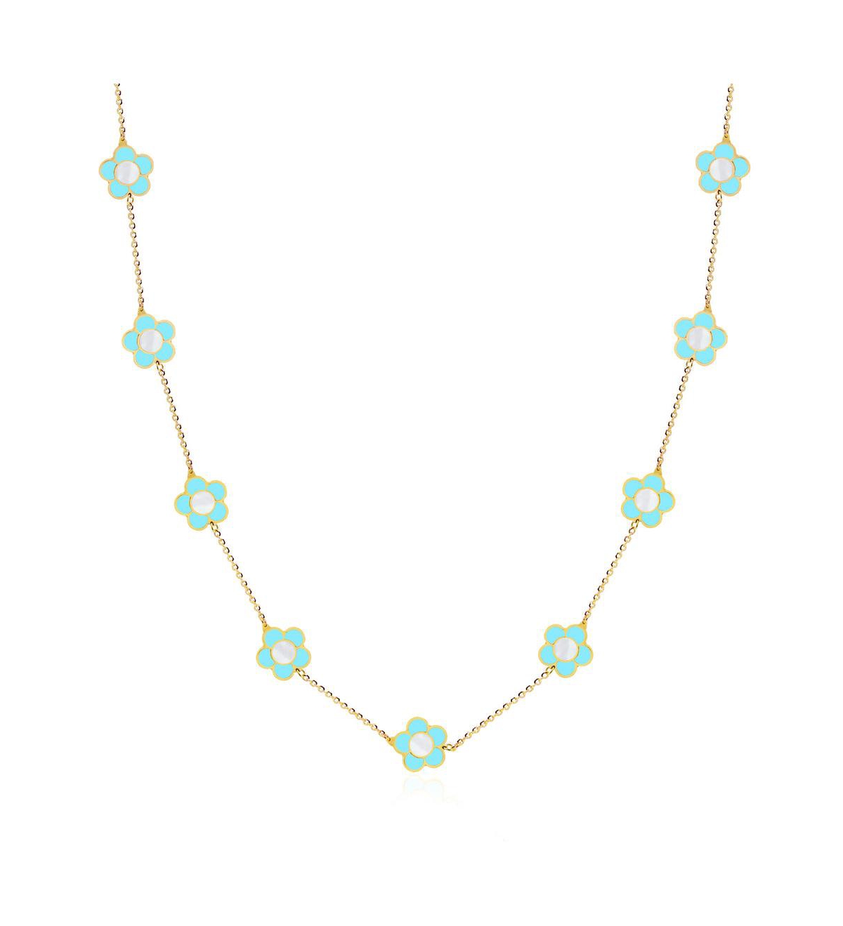 Turquoise Daisy Necklace 14K Gold - Turquoise