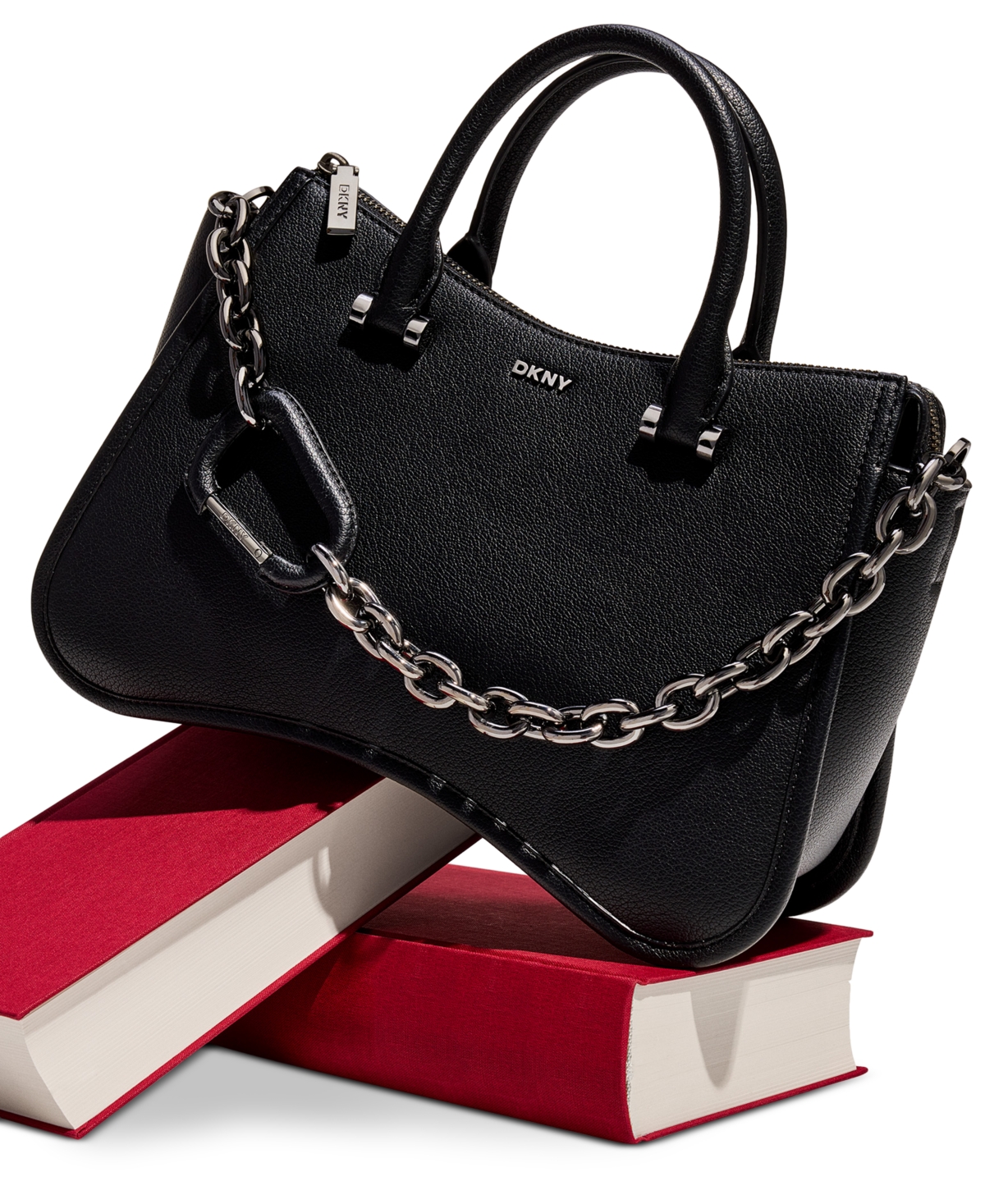 Dkny Adria Small Leather Satchel -gunmet