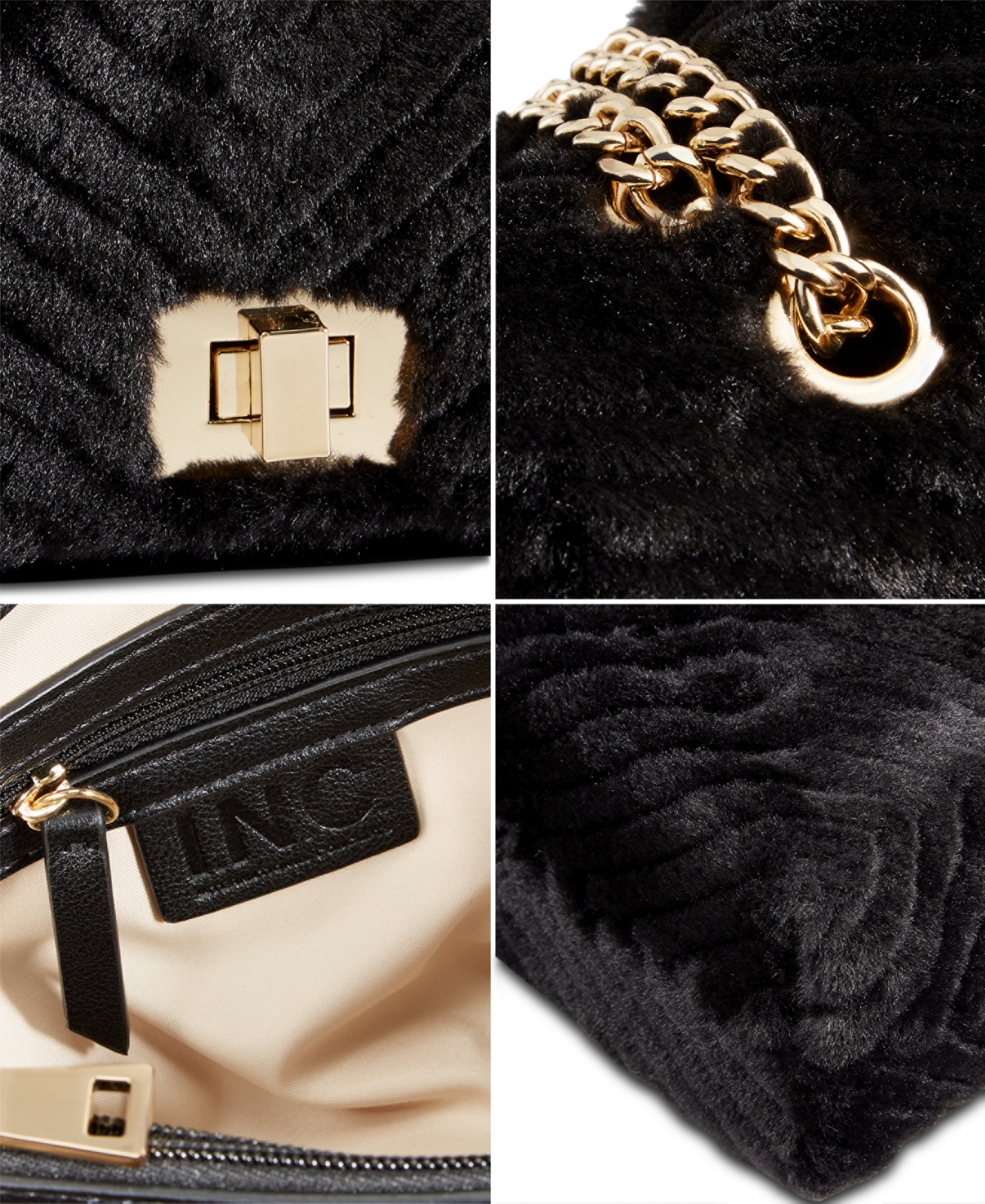 I.n.c. International Concepts Ajae Flap Chevron Faux Fur Shoulder Bag, Created for Macy's