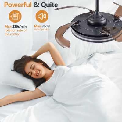 Streamdale Modern Minimalist Retractable Ceiling Fan with LED Light