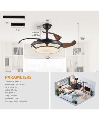 Streamdale Modern Minimalist Retractable Ceiling Fan with LED Light