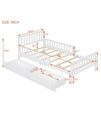 Twin Metal Guardrails Storage Floor Bed