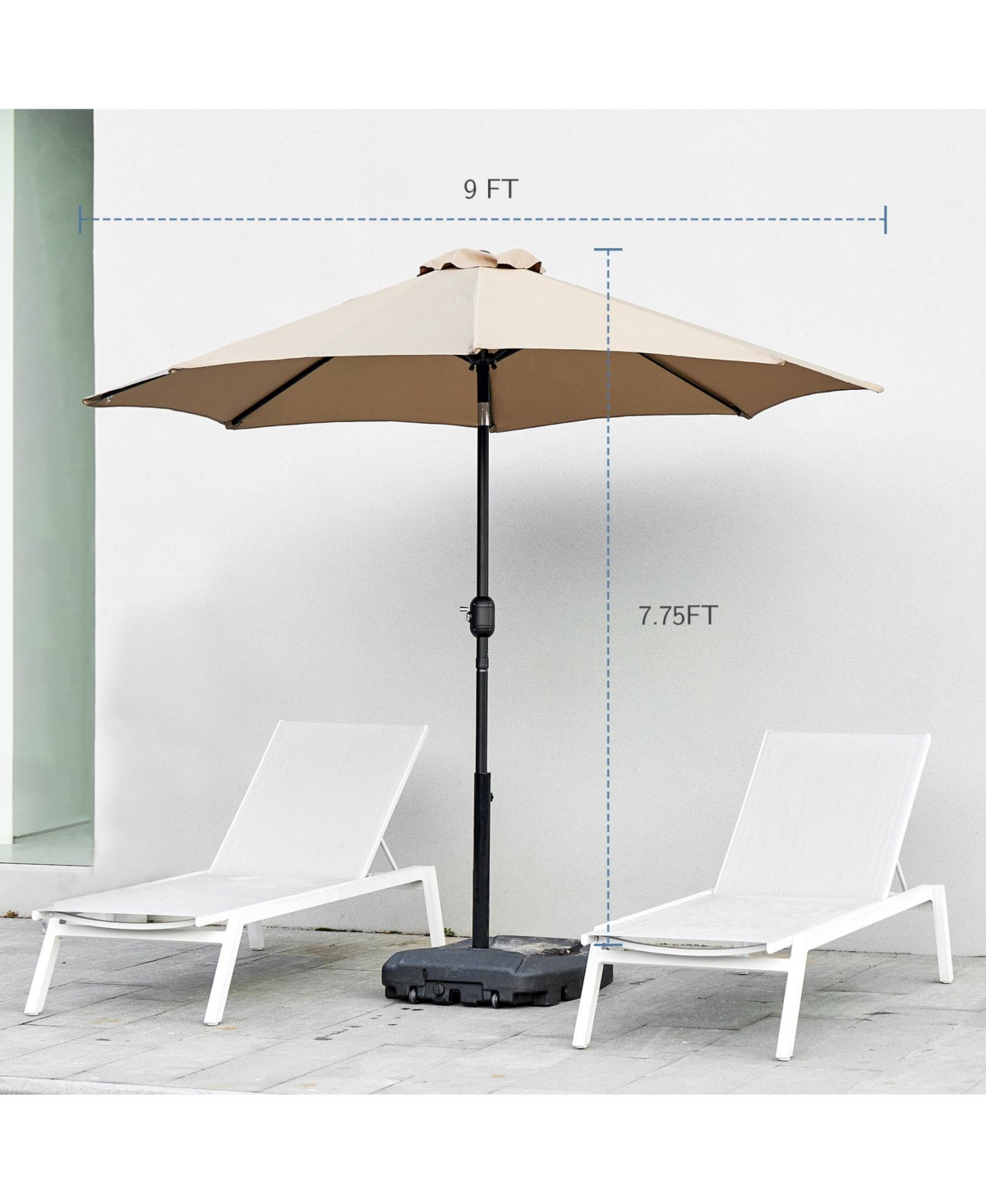 Streamdale Furniture 9ft Outdoor Patio Umbrella with Tilt and Crank, Uv and Waterproof - Khaki