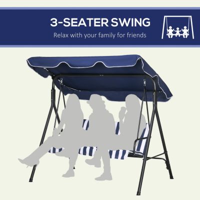 3-Seat Patio Swing Chair with Canopy and Cushion