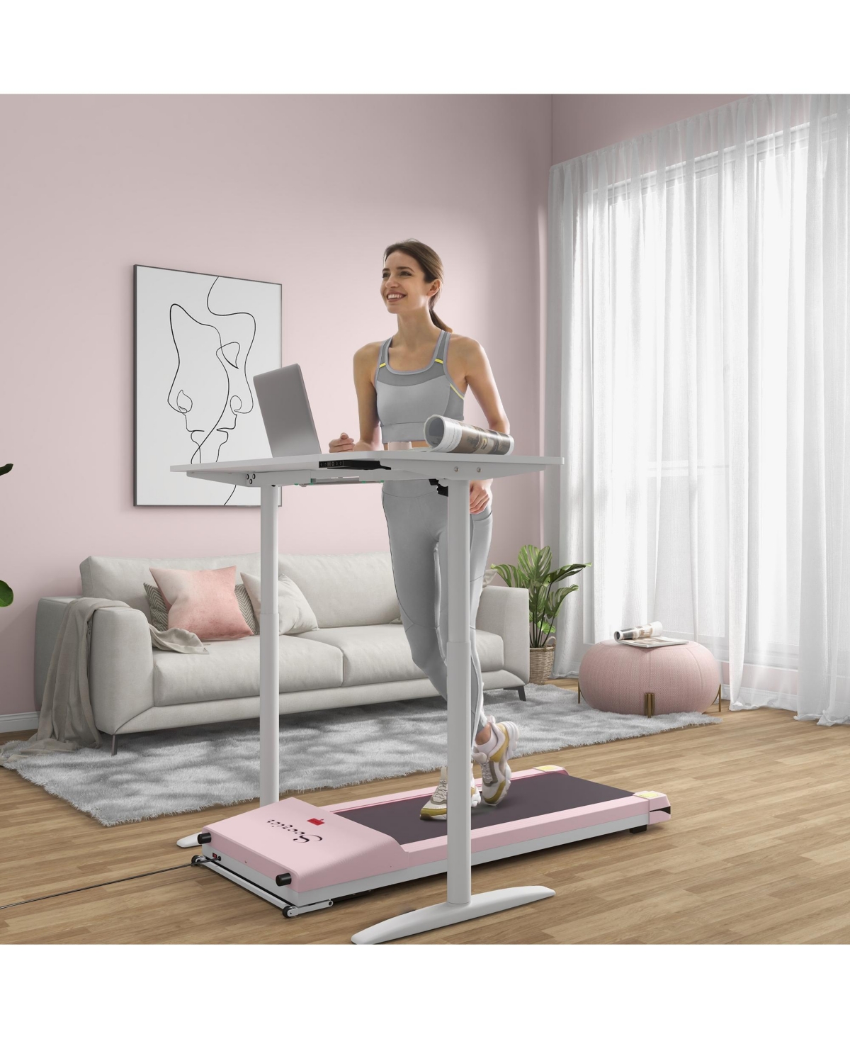Streamdale Furniture Under Desk Treadmill with Remote, Led Display, Foldable Wheels, Max. 264 lbs