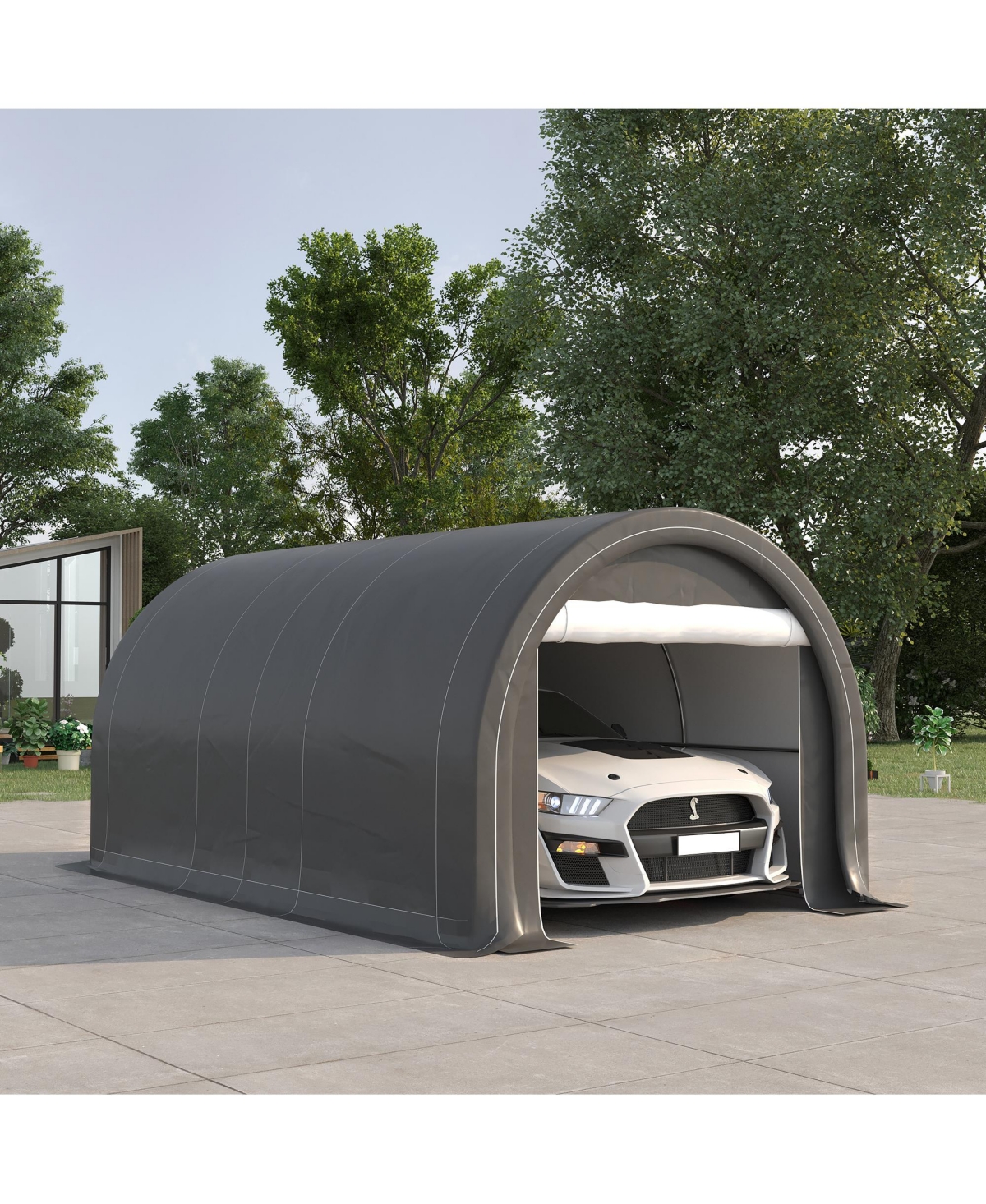 Streamdale Furniture Heavy-Duty Carport with Zippered Door and Uv Canopy