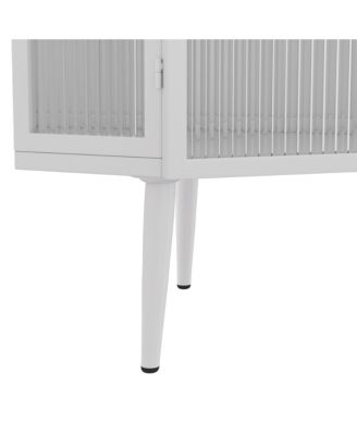 Floor Corner Cabinet with Tempered Glass Doors