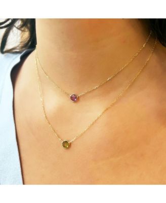 Amethyst Single Bezel Necklace 14K Gold