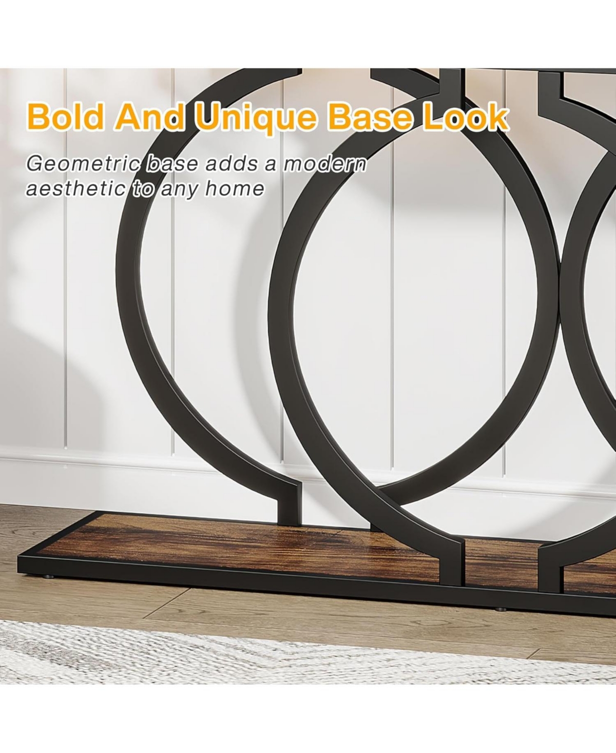 Tribesigns Industrial Console Table, inch Wood Entryway Table Narrow Long Sofa Table, Rustic Accent Table for Living Room, Entrance Table Geometric