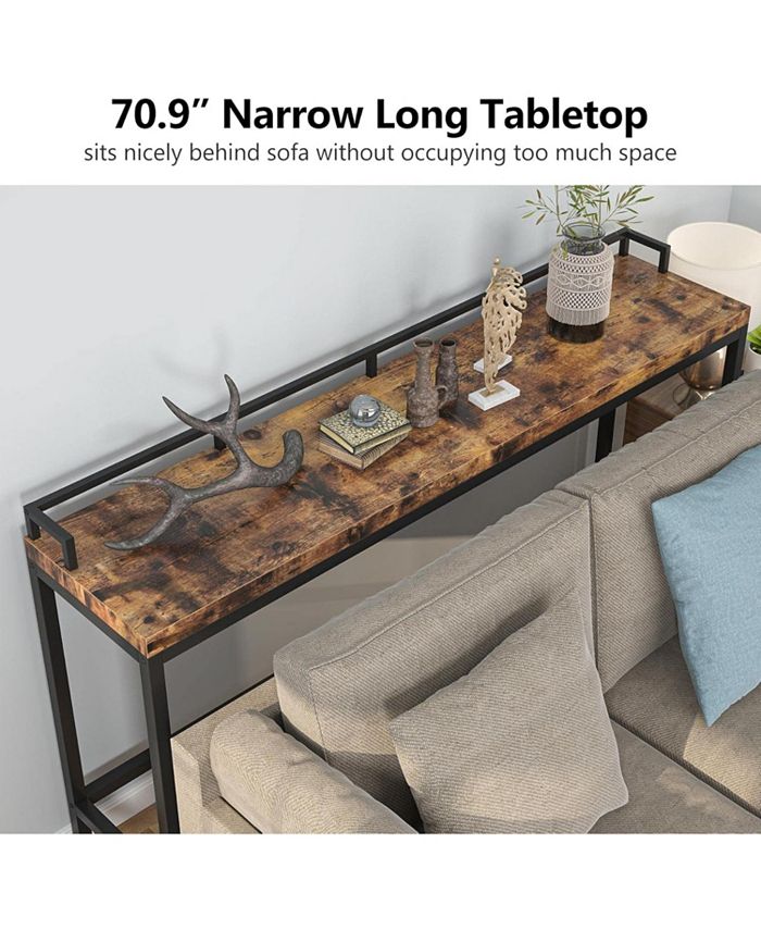 Tribesigns 70.9 inch Extra Long Sofa Table Rustic Industrial Console ...