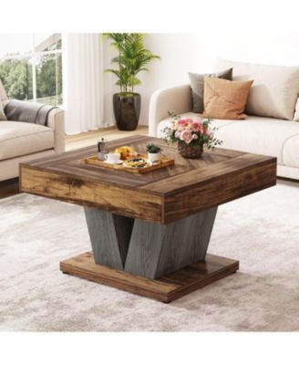 Square Coffee Table, Wood Coffee Table for Living Room, 31.5" Modern Center Table Cocktail Tea Table Accent Table