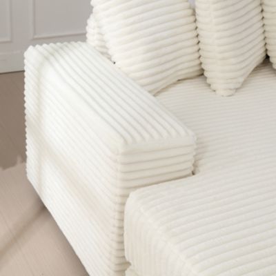 Oversized L-Shaped Modular Couch with Armrests, Throw Pillows