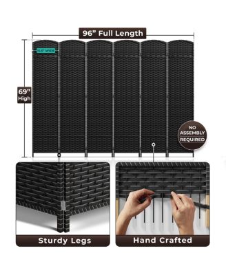 Extra Wide Double Hinged Panels Mesh Hand-Woven Design Room Divider