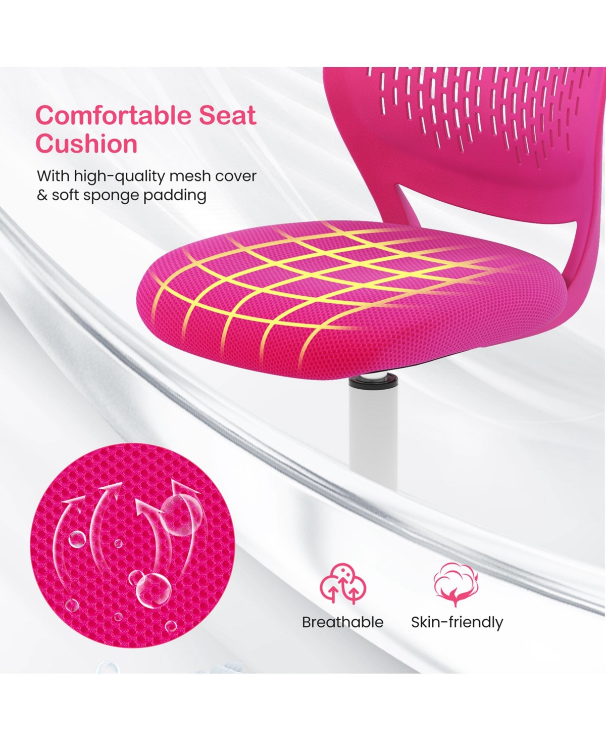 Office Task Desk Armless Chair Adjustable Mid Back Swivel