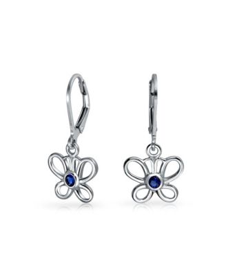 Marquise Baguette CZ Cubic Zirconia 3D Garden Fluttering Butterfly Stud Earrings .925 Sterling Silver