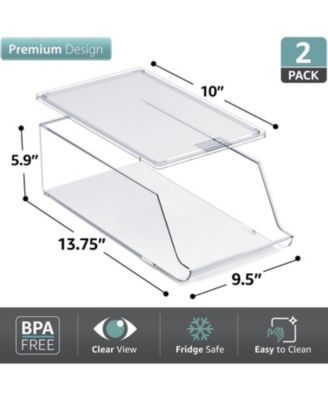 Set of 2 Water Bottle Organizer Bins with Lids - Can and Bottle Holder Drink Dispenser - for Fridge, Pantry, Kitchen Organization and Storage