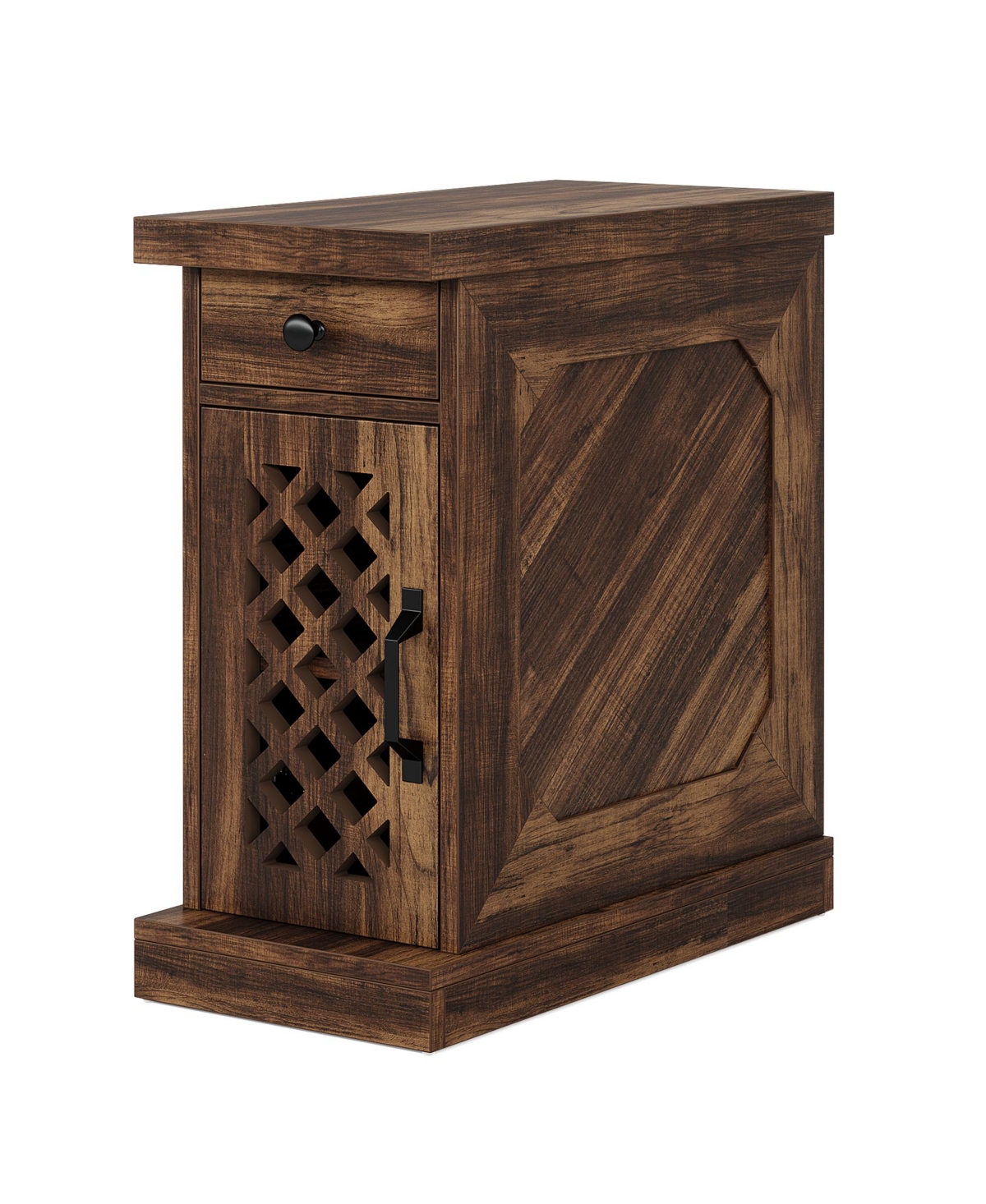 Tribesigns End Table, Narrow Side Table with Drawer and Cabinet, Farmhouse Nightstand End Table for Space, Living Room, Bedroom, Vintage