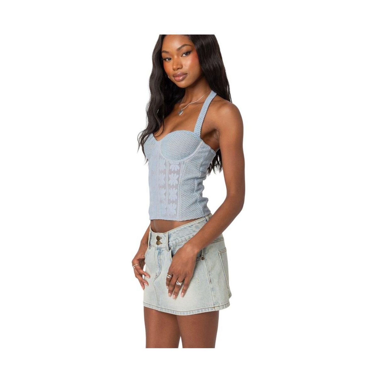 Edikted Women's Mixed Crochet Cupped Top